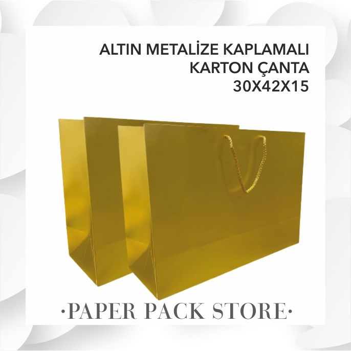 Altın%20Metalize%20Kaplama%20Karton%20Çanta%2010’lu%20Paket